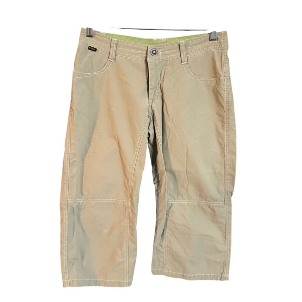 Kuhl KuhlDRY Stretch Tan Khaki Crop Hiking Pants Womens Size 6 Articulated Knee